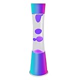 Besight Lavalampe mit Sockel mit Regenbogenfarbener,Transparente Flüssigkeit und Lila Wachskörper für Kinder und Erwachsene,Stimmung LED Nachtlicht für Entspannung,11 x 11 x 39,5 Zentimeter
