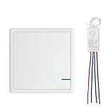 230V Lichtschalter Set, Thinkbee 1 Taste Funkschalter mit Empfänger Wasserdichter Wireless Lichtschalter Fernbedienung bis zu 600m Kontrollierte Geräte bis 1000W Einfache Installation, -30 ~ +75℃