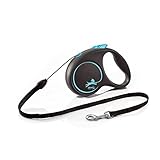 flexi® Black Design S Seil 5 m schwarz/blau, Roll-Leine für Hunde bis 12 kg