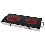 ProfiCook Doppel-Kochplatte PC-DKP 1211, Infrarotkochplatte, zwei elektrische Kochfelder aus Glaskeramik, Kochplatte für Camping/Küche/Büro/Outdoor/Single, für alle Topfarten, 2800 Watt, Edelstahl