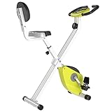HOMCOM Heimtrainer Fahrradtrainer mit 8 stufig einstellbarem Magnetwiderstand höhenverstellbar klappbar Heimtrainer Fahrrad Stahl Gelb+Weiß 43 x 97 x 109 cm