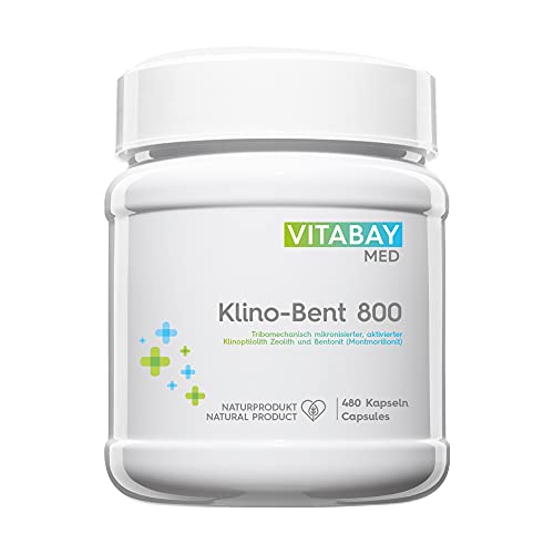 Vitabay Klino-Bent 800 • 480 Kapseln • Zeolith / Bentonit • Tribomechanisch mikronisiert und aktiviert • Pharmaqualität