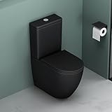 Mai & Mai Stand-WC 179T aus Keramik spülrandloses-WC matt schwarz 36x63x82cm bodenstehende-Toilette inkl.Spülkasten