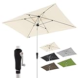 Doppler Sonnenschirm für den Garten SL-AZ Auto Tilt 220x140 cm Natur I Gartenschirm knickbar I Kurbelschirm mit UV-Schutz 80+ I Kurbelschirm aus Aluminium I regenabweisendes Polyester-Schirmdach