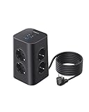Anker Mehrfachsteckdose, 8-fache Steckdosenleiste, Steckerleiste mit 4 USB, 20W USB C Schnellladen, Mehrfachsteckdose mit Schalter, 2m Kabel Steckdosenturm für Büro, Zuhause, Gaming