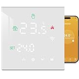Beok Thermostat Heizung Smart, Fussbodenheizung für Warmwasserbereitung Programmierbarer Raumthermostat Digital LCD Kompatibel mit Alexa, Google Home 3A TGW60W-WIFI-WP Weiß
