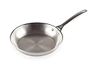 Le Creuset Unbeschichtete flache Pfanne aus 3-ply PLUS Edelstahl, 26 cm, 96600226000100, Silber