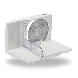 Sommertal Allesschneider AS170 150W Edelstahlmesser mit Wellenschliff, platzsparend klappbar, elektrische Schneidemaschine Brotschneidemaschine, Profi Aufschnittmaschine weiß 0-15mm