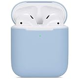 kompatibles Airpods Hülle,Watruer ultradünnes, weiches, silikonschonendes, stoßfestes, rutschfestes Schutzzubehör Schutzhülle für Apple Airpods 2 & 1-Ladekoffer - Hellblau