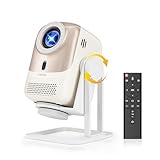 Beamer【Autofokus/Trapezkorrektur】 4K unterstützt, 1080P FHD, 450ANSI Smart Tragbarer Beamer mit Android OS, WiFi6 Bluetooth 5.2, 360° Drehbar Projektor für Smartphone, TV Stick, PS5, Heimkino/Outdoor
