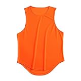 Herren-Sommer-Modetrend, bequemes, sportliches, einfarbiges Tanktop ohne Stretch Tank Top (Orange, M)