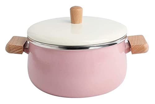 Wokpfanne Doppelohr Milchtopf Kochtopf Haushalt Eintopf Suppentopf Emaille Kochherd Universal Multifunktionstopf Kochgeschirr (Color : Pink)