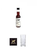 Windspiel - Sloe 33,3% - Gin Deutschland Miniatur 0,04 Liter + Windspiel Lederuntersetzer 1 Stück + Windspiel Hi-Ball Glas 1 Stück 350 ml