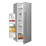 Exquisit Vollraum-Kühlschrank ohne Gefrierfach, 242 Liter, 5 Ablagen, 4 Türablagen, Türanschlag wechselbar, 55 cm Breite, KS320-V-H-040E inoxlook