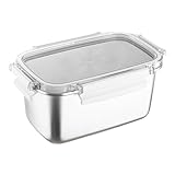 Edelstahl Aufbewahrungsbox mit Deckel, BPA-Frei, rechteckig, spülmaschinenfest, backofenfest, Gefriertruhengeeignet bis -20°C (1,3 L)