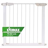 KIDIMAX Treppenschutzgitter 75-84 cm, ohne Bohren, Türschutzgitter für Kinder, Hunde und Katzen, mit Auto-Close & Keep-Open Funktion, Treppengitter weiß
