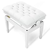 Klavierbänke Ankleidestuhl Musikinstrument Lift Verstellbares Kissen Gepolstert Klaviertastaturbänke Massivholz Leder Schuhe Hocker Weiß