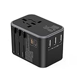 Reisestecker Reiseadapter Weltweit - Travel Adapter Internationale Reiseadapter mit 1 PD/QC 20W Schnelles Laden + 1 Typ-C 15W Schnelles Laden + 3 USB und AC steckdosenadapter für US EU UK AUS Usw 150+