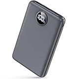Power Bank, 22.5W Mini PowerBank 15000mAh(USB-C Input & Output), PD 3.0 QC 3.0 Externe Handyakkus mit LED Display, Kompatibel mit iPhone 16 15 14-Holzkohle Schwarz