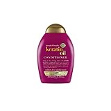 OGX Strength & Length + Keratin Oil Conditioner (385 ml), kräftigende Anti-Haarbruch Haarspülung mit Keratin Proteinen und Arganöl, Haarpflege Spülung, sulfatfrei