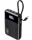 INIU 45W Power Bank, 20000mAh Klein Powerbank mit Integriertem USB-C Kabel, Minigröße Externe Handyakkus USB-C In&Out, Klein Aber Stark für iPhone 16 15 14 13 Laptop Samsung Xiaomi Redmi iPad etc