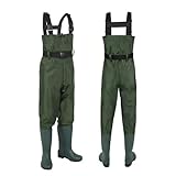 LCKKJHG Wathose Herren Angeln Overall Fliegen Angeln Kleidung Overalls Angeln Wathosen Jagd Anzug wasserdichte Nylon Einteilige Hose Mit Stiefel für Angeln, Landwirtschaft(46)