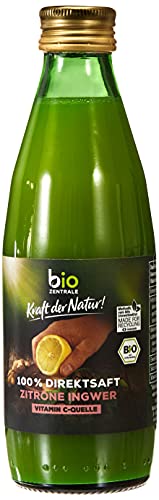 biozentrale Zitronen Ingwer Saft, 250 ml Bio-Direktsaft, Vitamin-C-Quelle, naturtrüb, mit angenehmer Schärfe, für Cocktails, Getränke, zum Backen & Kochen