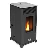 Babas Eco Hybridofen Pellets und Holz Kombiofen Kaminofen 8 kW Pelletofen ohne Strom Schwarz Holzofen Holz Ofen Kamin