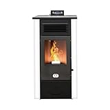STUFE A PELLET ITALIA Canada 12 KW 5 Sterne WiFi | Pelletöfen Effizienz 91% Heizt 120m² Autonomie 15 Std. 5-Sterne-Zertifiziert Programmierbar WiFi-Steuerung 5 Kräfte 24 Monate Garantie Weiß