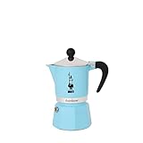 Bialetti 5042 Rainbow Caffettiera Colorata, Alluminio, Azzurro, 3 Tassen, Hellblau, Himmelblau