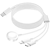 Uhrenladegerät für Apple iWatch, 3-in-1-Ladekabel für iPhone, iPad, Android-Geräte, kabellose Ladestation für iWatch Serie 10/9/8/7/6/5/4/3/2/SE/SE 2/Ultra/Ultra 2 (1,2 m, weiß)
