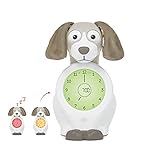 ZAZU Kids Davy Hund - Pädagogischer Wecker & Schlaftrainer für Kinder, LED Kinderwecker, Intelligentes Schlafen & Aufwachen, Mädchen & Jungen (Taupe)