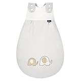 Alvi Baby Mäxchen Außensack Baumwolle Jersey Schlafsack Babyschlafsack Ganzjahresschlafsack Kinderschlafsack mitwachsen (Elefant, 50-56)