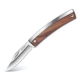 DURATECH Taschenmesser Klappmesser mit Holzgriff, 170mm Einhandmesser Camping & Outdoor Messer aus Edelstahl