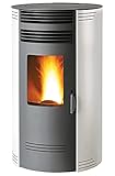 Pelletofen BIO GQ80-8 kW rund - Feuerschale aus Gusseisen (weiß)