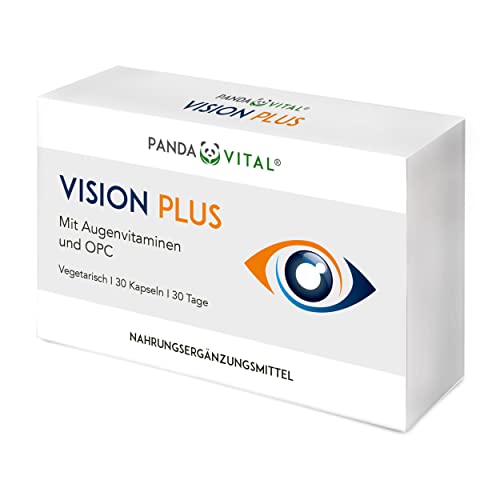 VISION PLUS Augen Kapseln I Komplex mit wichtigen Augen Vitaminen A, C, E & B-Komplex, Zink & Selen I Mit Lutein, Zeaxanthin, OPC & Tagetes-Extrakt I 30 vegetarische Kapseln
