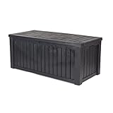 Keter Kissenbox Rockwood, graphit, 570l Fassungsvermögen, Außenmaße: 155 x 72,4 x 64,4 cm, Auflagenbox wasserdicht, für Outdoor geeignet, Keterbox