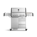 BURNHARD® Gasgrill FRED Deluxe, 4 Brenner, Infrarot-Keramikbrenner, Edelstahl, Smoker Box, Edelstahl-Grillroste inkl. Grillspachtel und Grillschaber, Schwarz