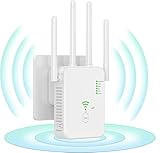 GUHUASHI 1200Mbit/s WLAN Verstärker, WLAN Repeater Dual Band WLAN Verstärker Signalverstärker mit 1 LAN Port, 1 WAN Port, WPS,3dBi x4 Antennen kompatibel zu Allen WLAN Geräten