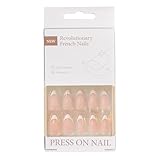 Mittelmandel-Nägel zum Aufdrücken, 30-teiliges Set für natürlich aussehende Acrylnägel, zum Aufkleben auf französische Spitze, falsches Mode-Nagelzubehör