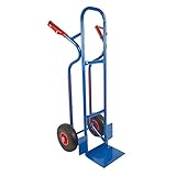 Trestles Profi Sackkarre Sackkarren Vollgummireifen 250kg S04 blau Treppensteiger Transportkarre Treppensackkarre | Stahl | Treppenrutschkufen | Radschutz | große Schaufel | Sicherheitsgriffe