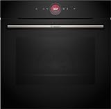 Bosch HBG7741B1, Serie 8 Smarter Einbau-Backofen, 60 x 60 cm, Made in Germany, Schwarz, Pyrolyse & Hydrolyse Selbstreinigung, Air Fry, Bosch Back Assist, 4D Heißluft, Farb-Touchscreen & Bedienring