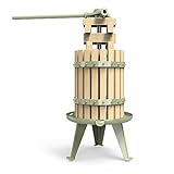 Obstpresse Apfelpresse – natürlich/gesund, Apfel- und Traubenzerkleinerer Manueller Saftbereiter für Küche, Massivholzkorb mit Blöcken, Apfelwein, Weinpresse 6L - Grün