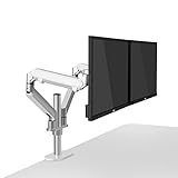 Monitor-Tischhalterung, Desktop, 17–32 Zoll, Dual-LCD-Monitorhalterung, Arm, Vollbeweglicher Aluminium-Monitorhalter, Verstellbarer Gasfeder-Monitorarm, Tragkraft 2–8 Kg -Silver Grey