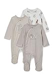 C&A Baby Unisex Pyjamas Onesie Regular Fit Streifen|Bedruckt|Motivprint beige-Melange 62