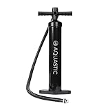 AQUASTIC Kajak-Handpumpe mit integriertem Manometer 14,5 PSI / 1 bar Zwei 3-Liter-Kammer 125 cm Schlauch Schwarz AQS-KPU001