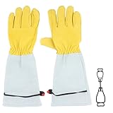 Disnace Gartenhandschuhe für Damen und Herren, Dornensichere Lederhandschuhe Rindsleder Arbeitshandschuhe, Lange Rindsleder Gartenhandschuhe für Rosenpflege, Gartenarbeit und Haushaltsaufgaben, L
