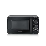 SEVERIN Mikrowelle mit Grillfunktion, zum Auftauen und Erhitzen, Mikrowellengerät mit Grillrost und 9 Leistungsstufen, Schwarz, 700 W, 19 L Füllvolumen, MW 9182