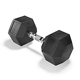 Trym Hexagon Hantel - Gewichte 7kg bis 35kg, Einzeln, Griff Gerändelt, Verchromt, Rutschfest, Stahlkern, Gummiert, Schwarz - Sechseckige Kurzhantel, Hex Hanteln, Gusseisen, Dumbbells für Krafttraining