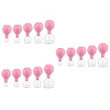 Healifty 15-Teiliges Schröpfgerät Gesichtsset Porzellan-Set Saugnapf Für Gesicht Cellulite Massagebecher Glas-Schröpfbecher Haushalts-Schröpfglas Rosa Gummi-Vakuumtank